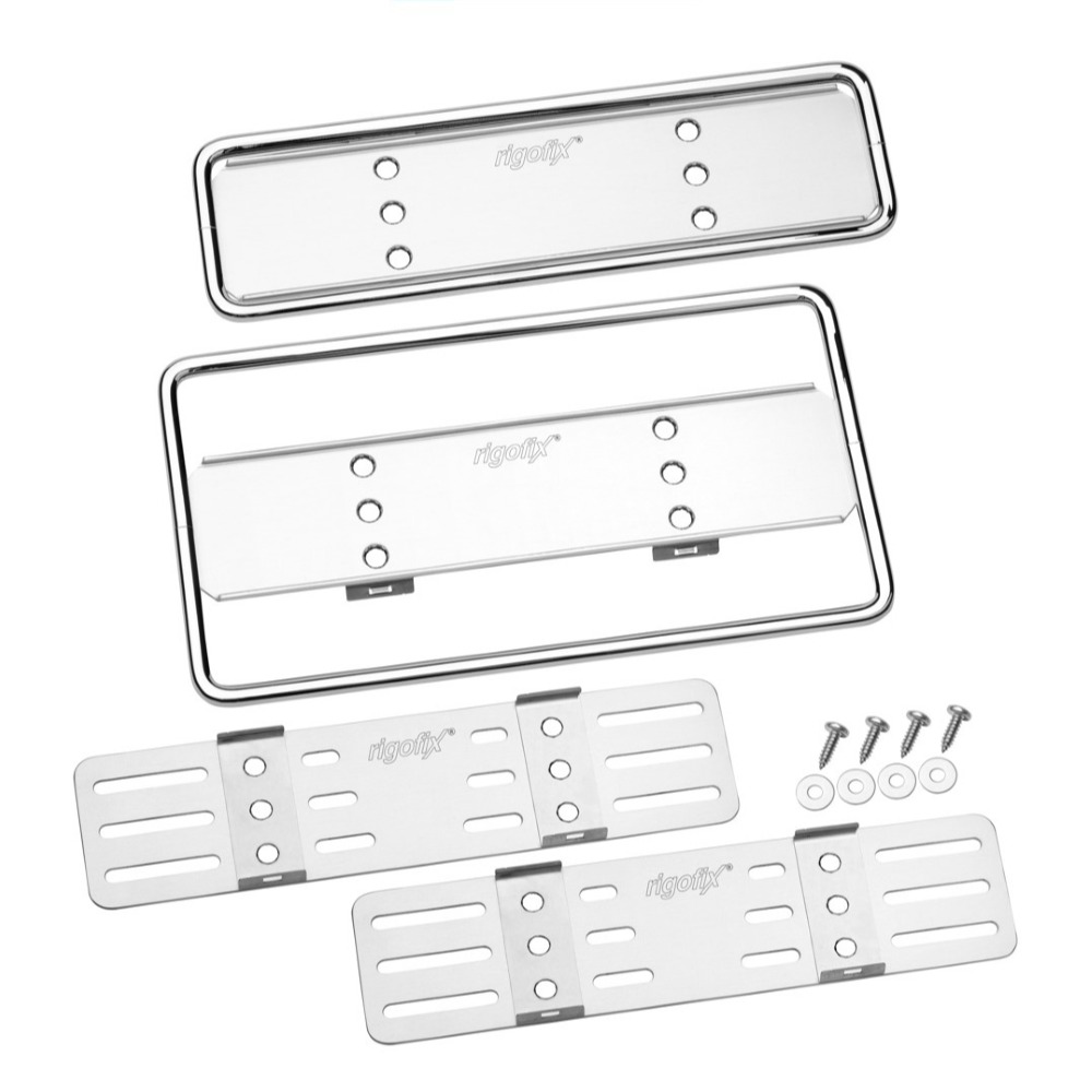 rigofix® Kennzeichenhalter Wechselhalter Set Hochformat Chrom