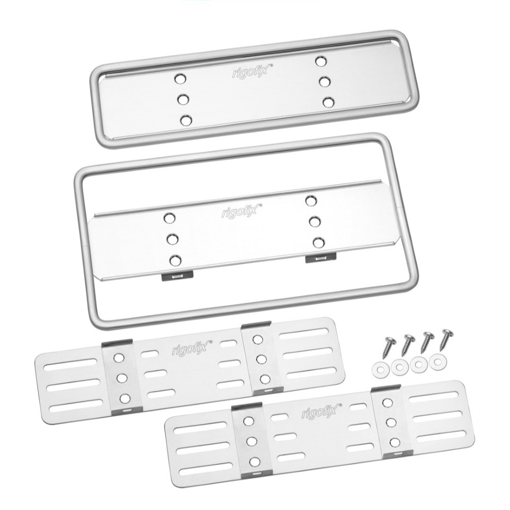 rigofix® Kennzeichenhalter Wechselhalter Set Hochformat farblos eloxiert
