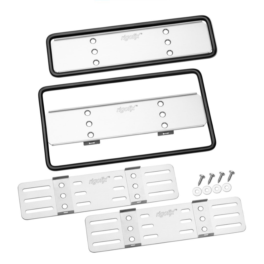 rigofix® Kennzeichenhalter Wechselhalter Set Hochformat schwarz eloxiert