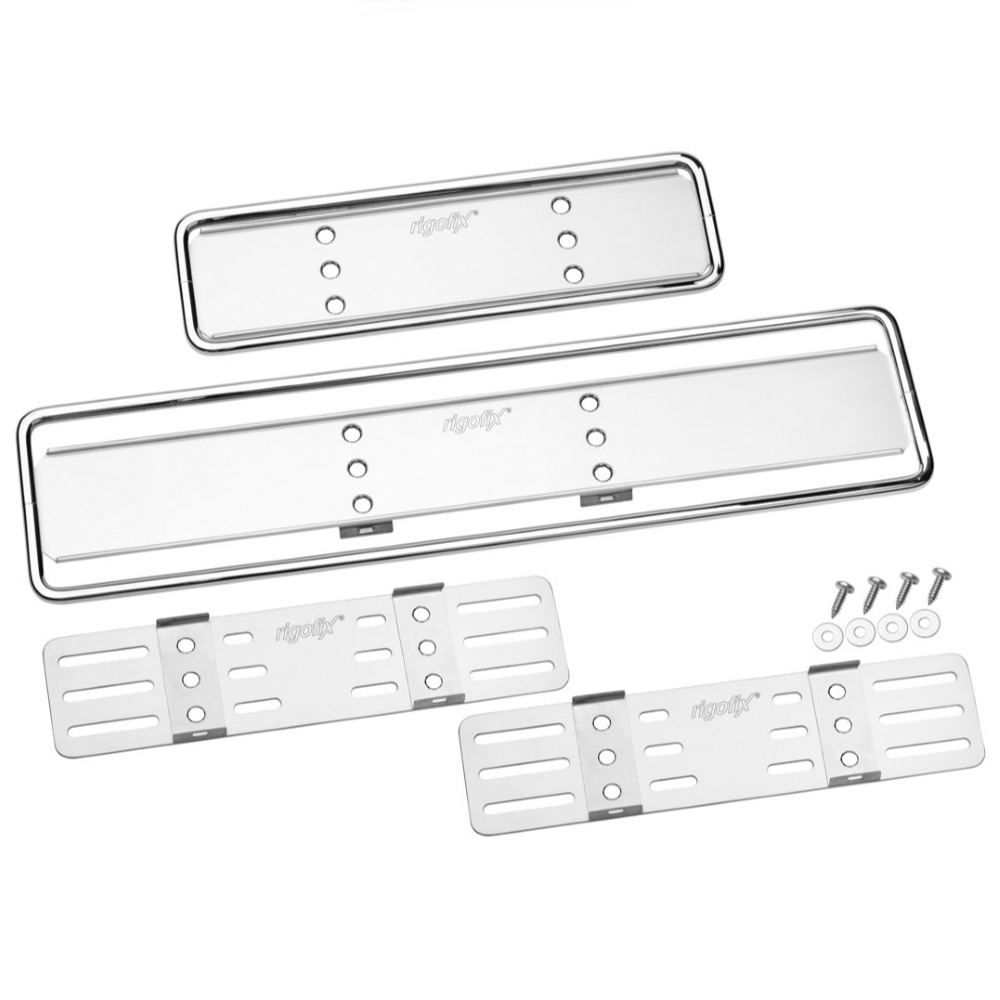 rigofix® Kennzeichenhalter Wechselhalter Set Langformat Chrom