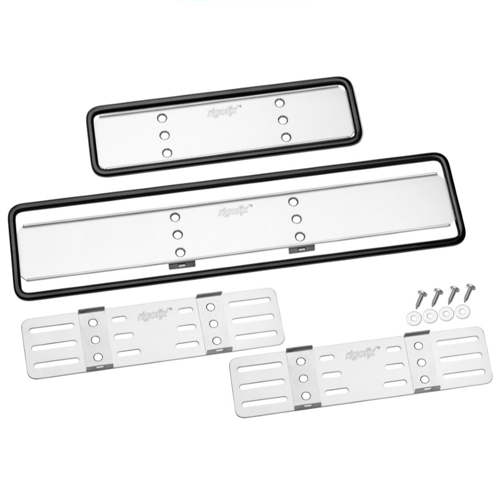 rigofix® Kennzeichenhalter Wechselhalter Set Langformat schwarz eloxiert
